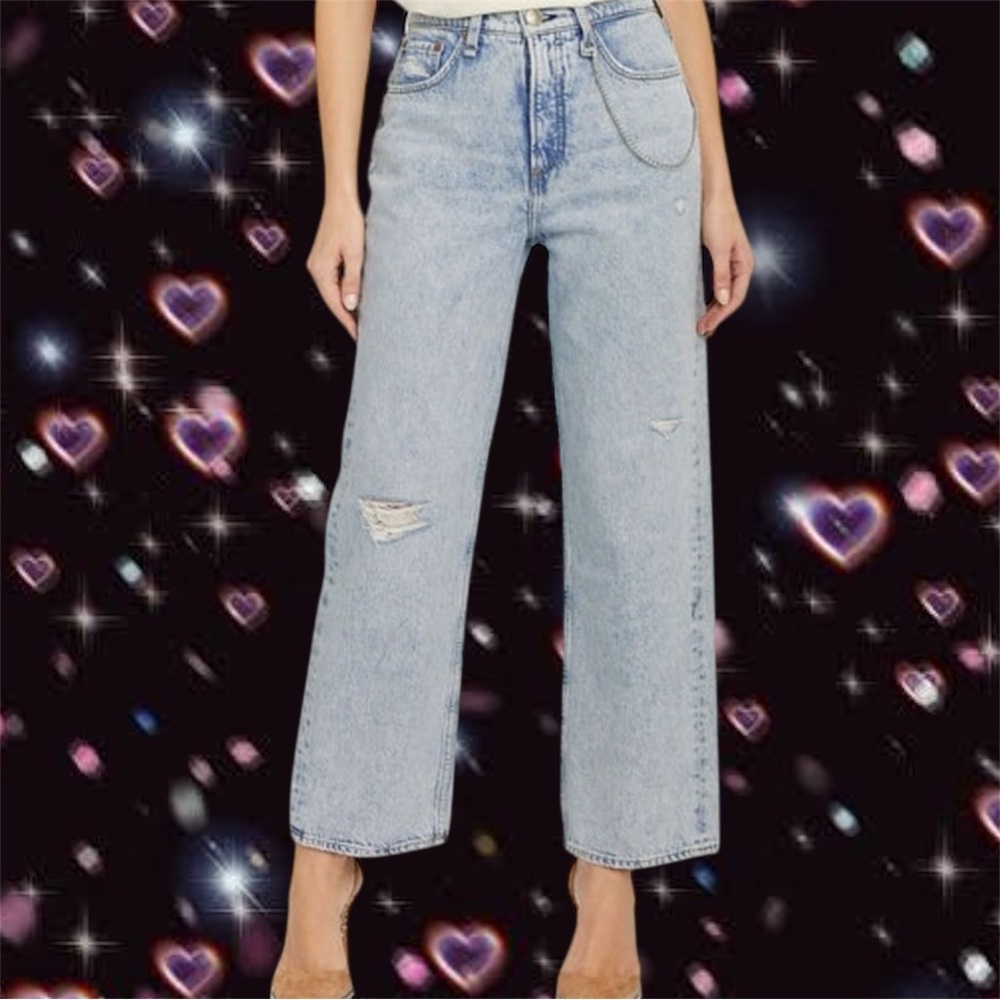 Rag And Bone Ruth Super High Rise Chain Jeans Sz 30 90s Denim Pants Grunge - Picture 6 of 16